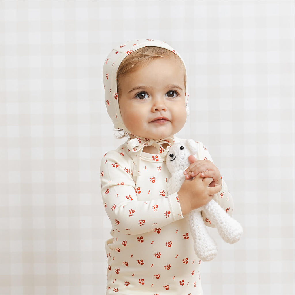 Printed Florals Footie - Red