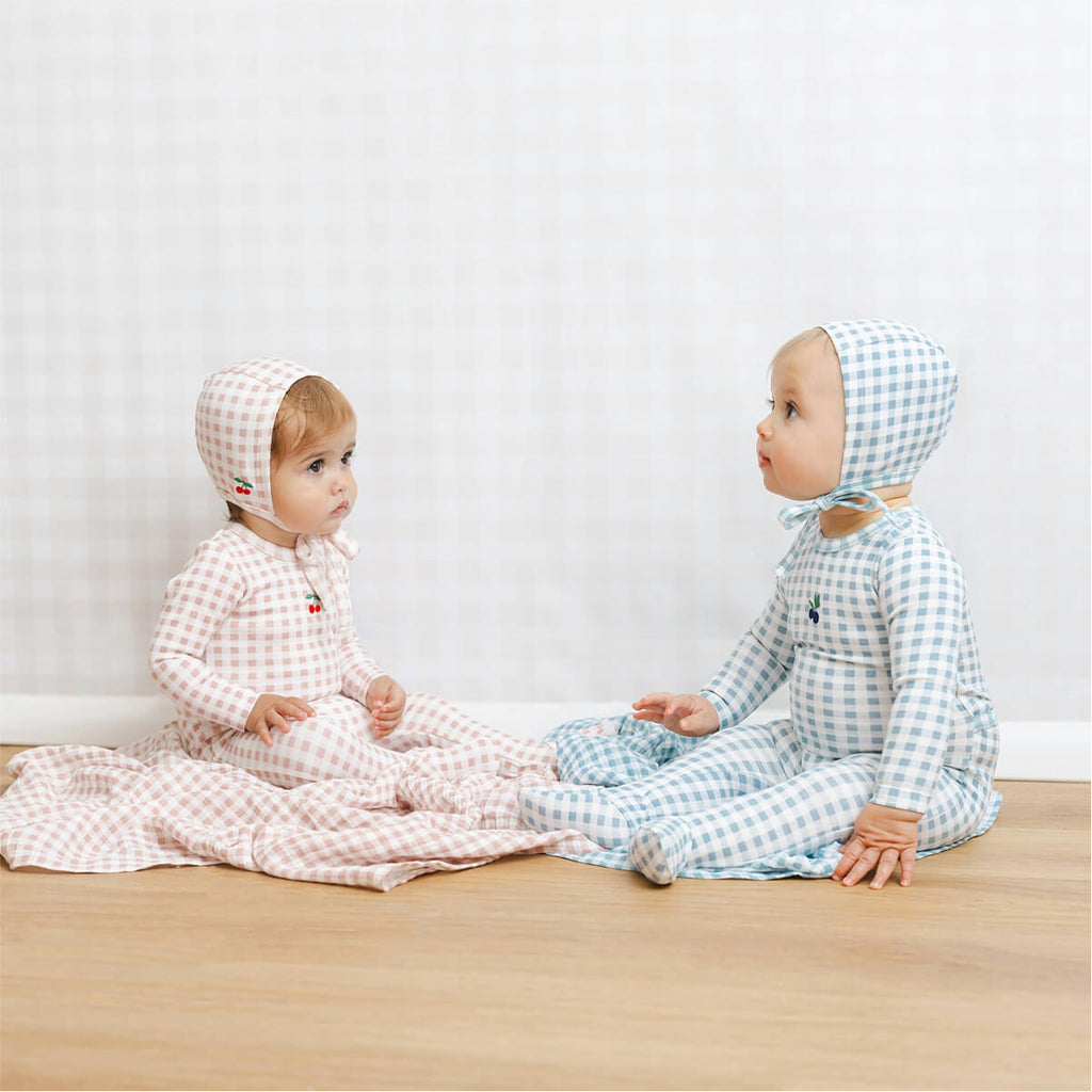 Gingham Playset Footie - Blueberry