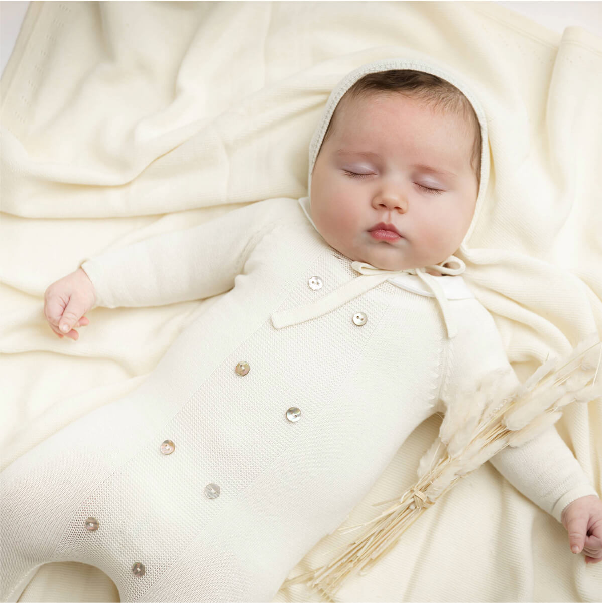 Peter Pan Knit Footie - Cream