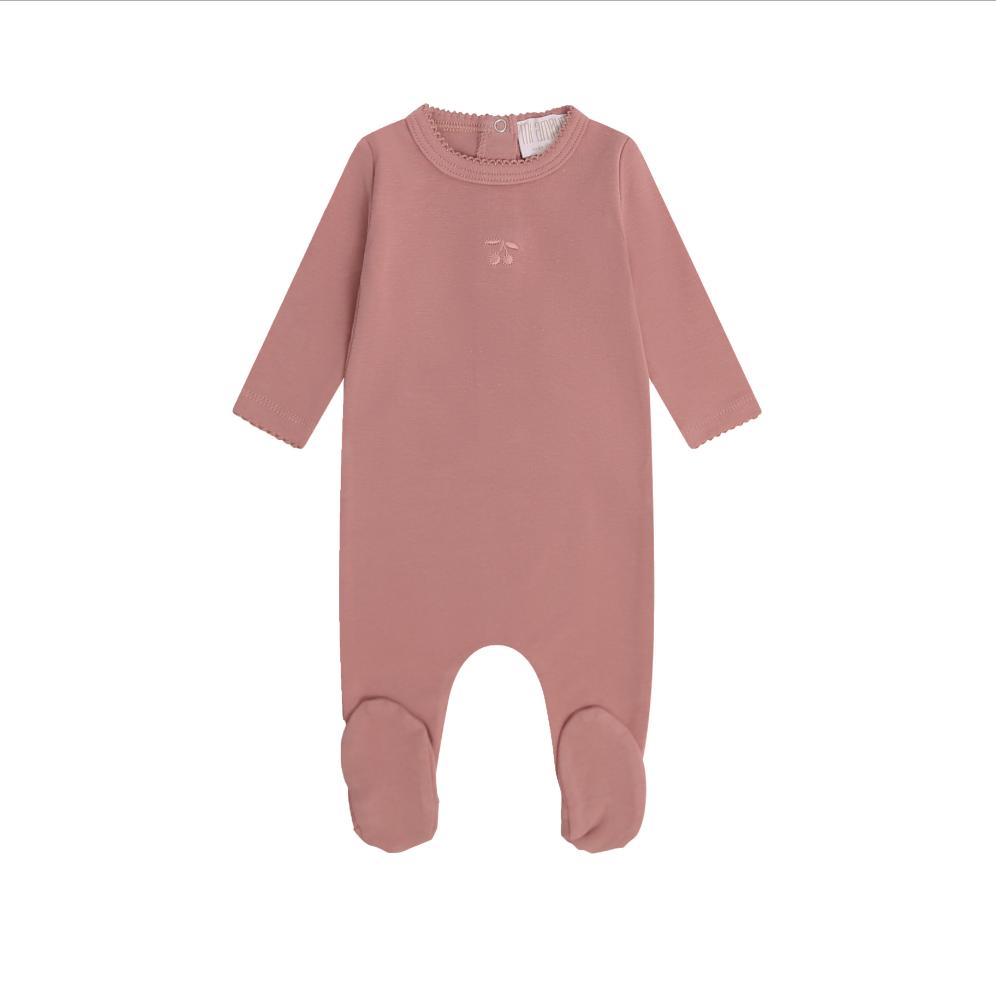 Berry Sweet Embroidered Footie - Pink