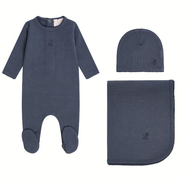 Berry Sweet Embroidered Set - Blue