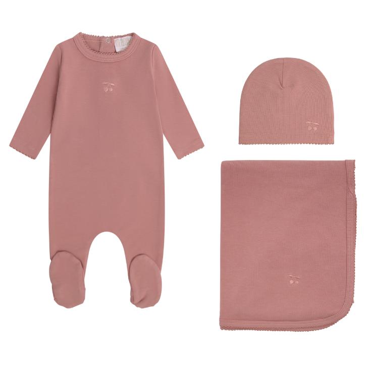 Berry Sweet Embroidered Set - Pink