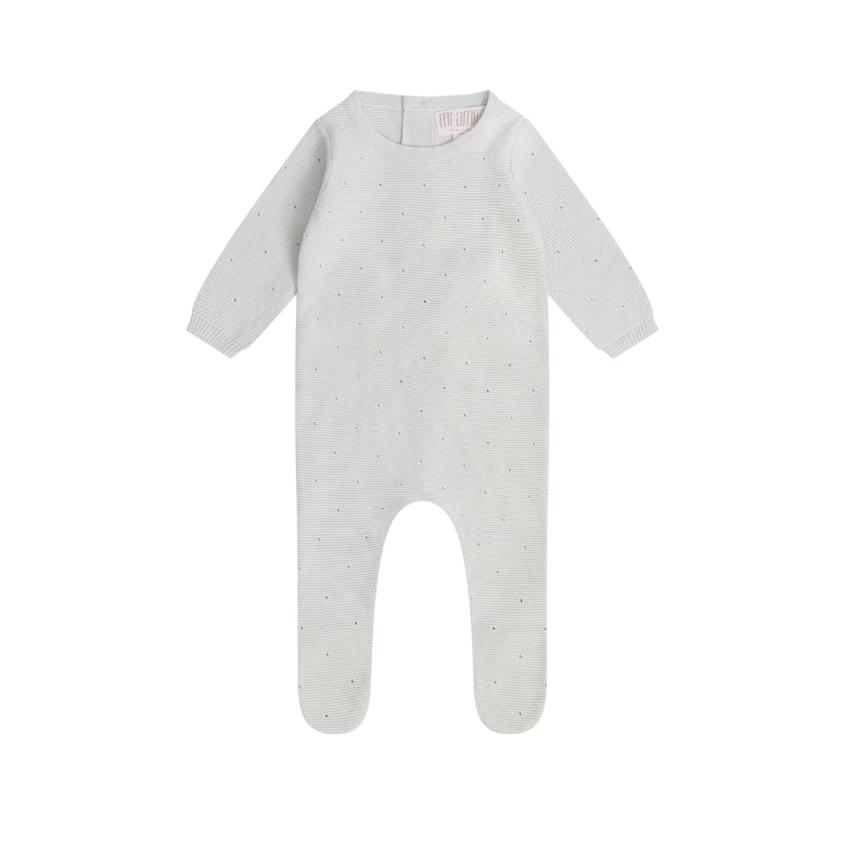Elegant Eyelet Knit Footie - Blue