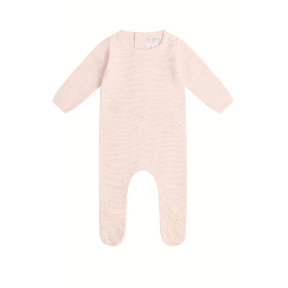 Elegant Eyelet Knit Footie - Pink