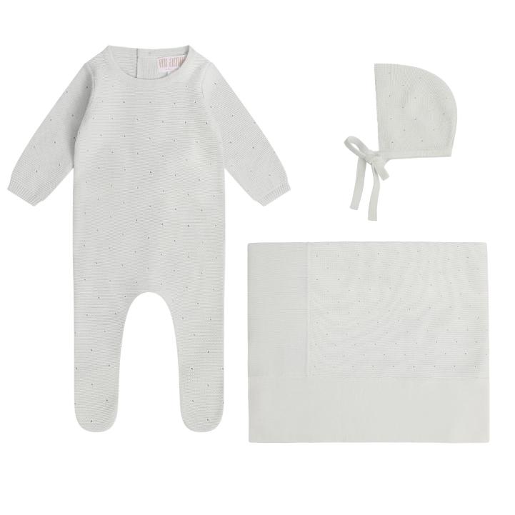 Elegant Eyelet Knit Set - Blue