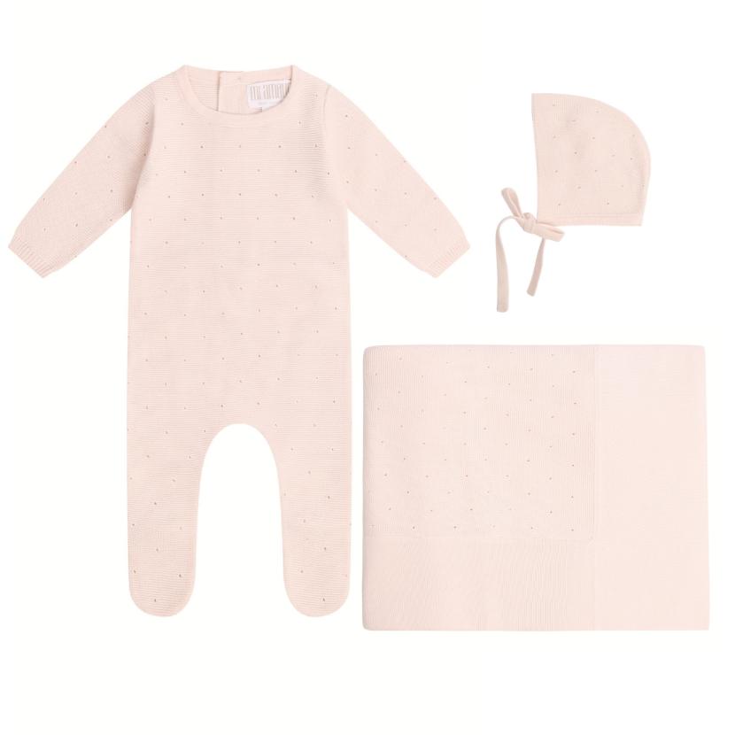 Elegant Eyelet Knit Set  - Pink