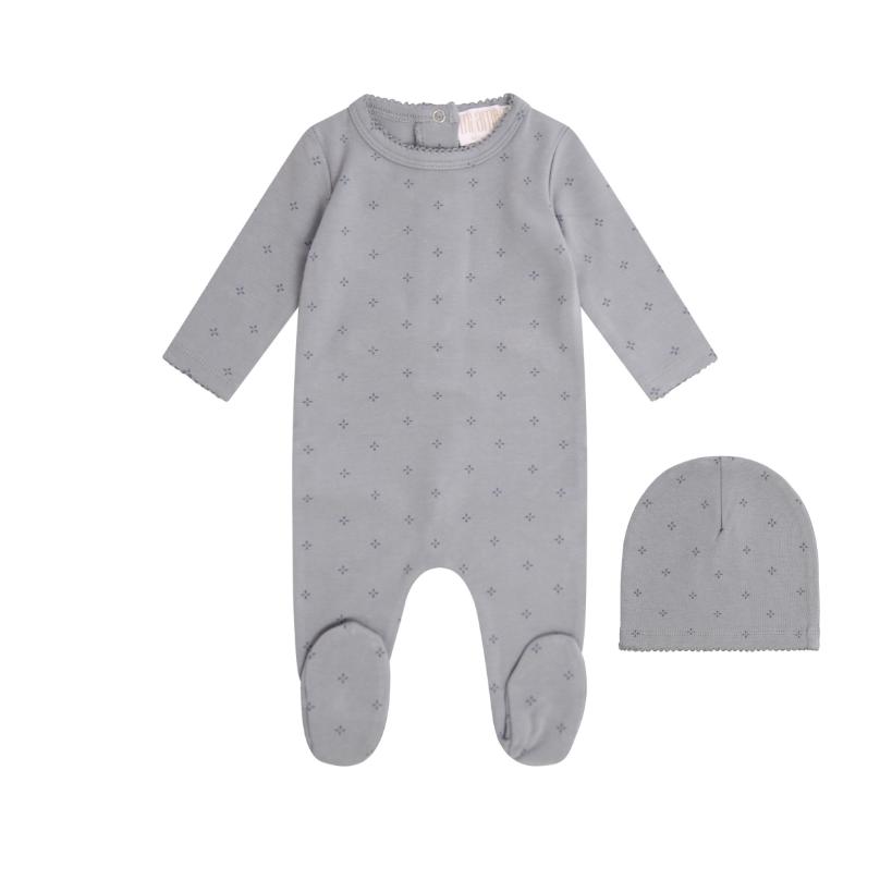 Everyday Bloom Footie + Hat - Blue