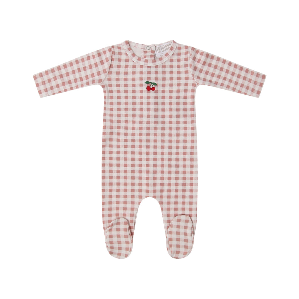Gingham Playset Footie - Cherry