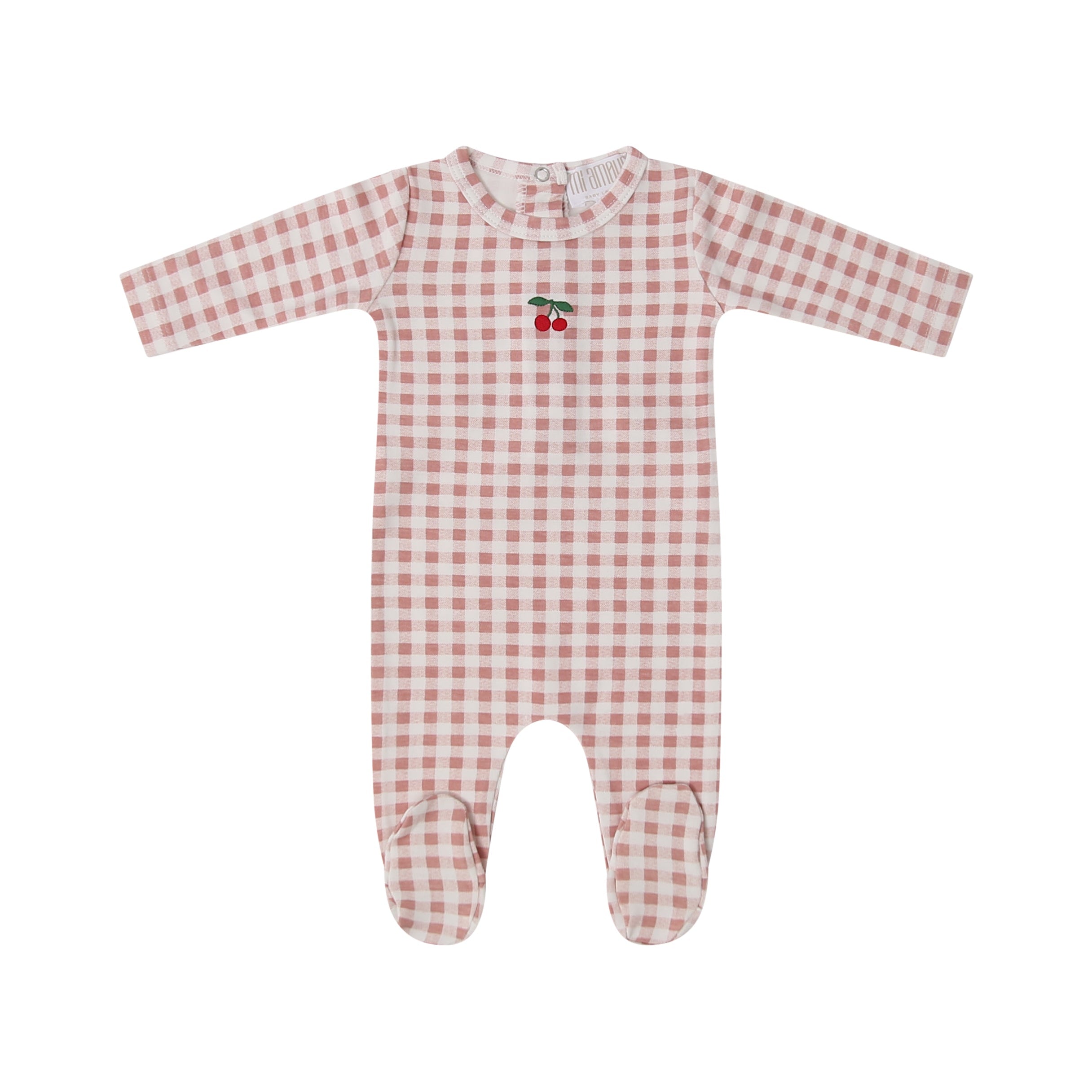 Gingham Playset Footie - Cherry