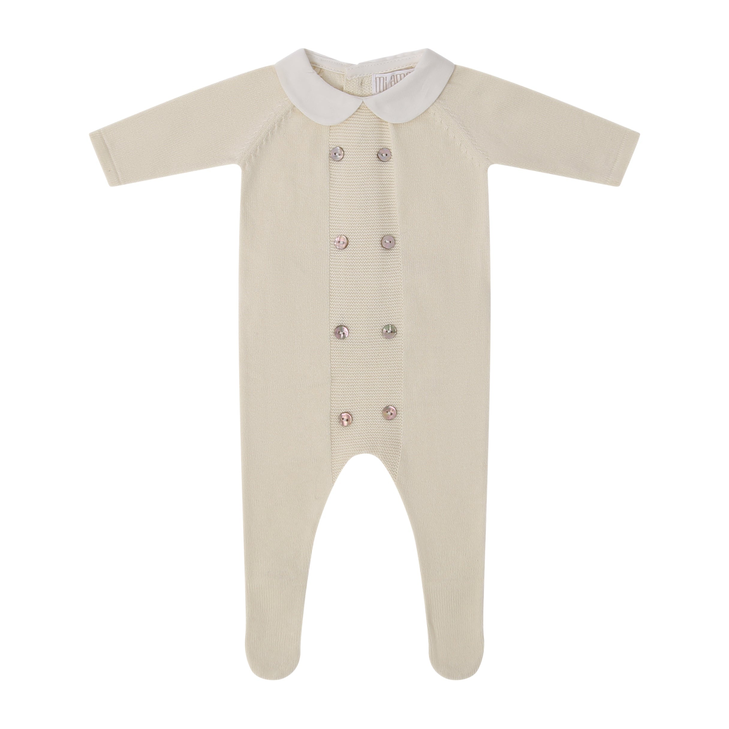 Peter Pan Knit Footie - Cream