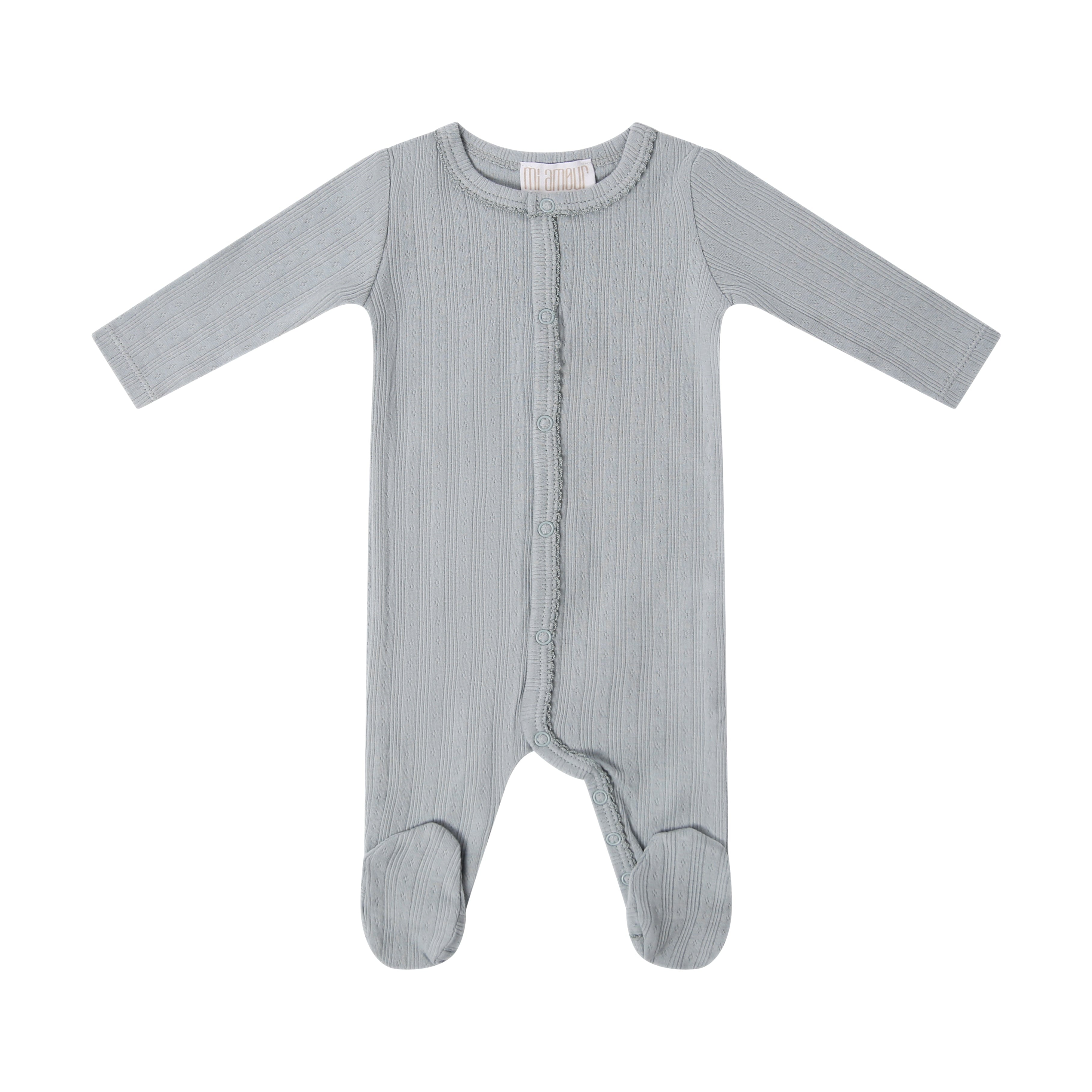 Scalloped Ribbed Footie - Blue