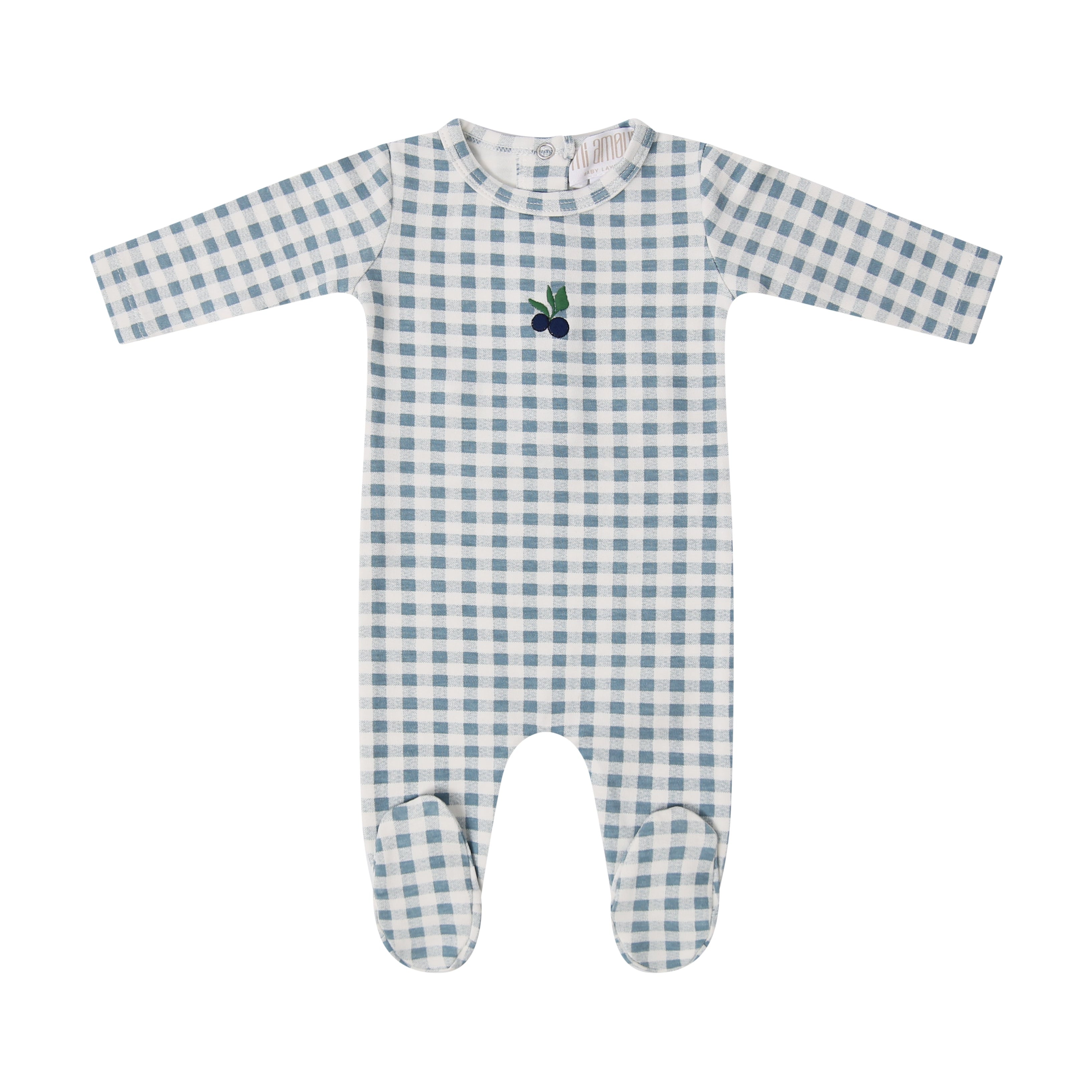 Gingham Playset Footie - Blueberry