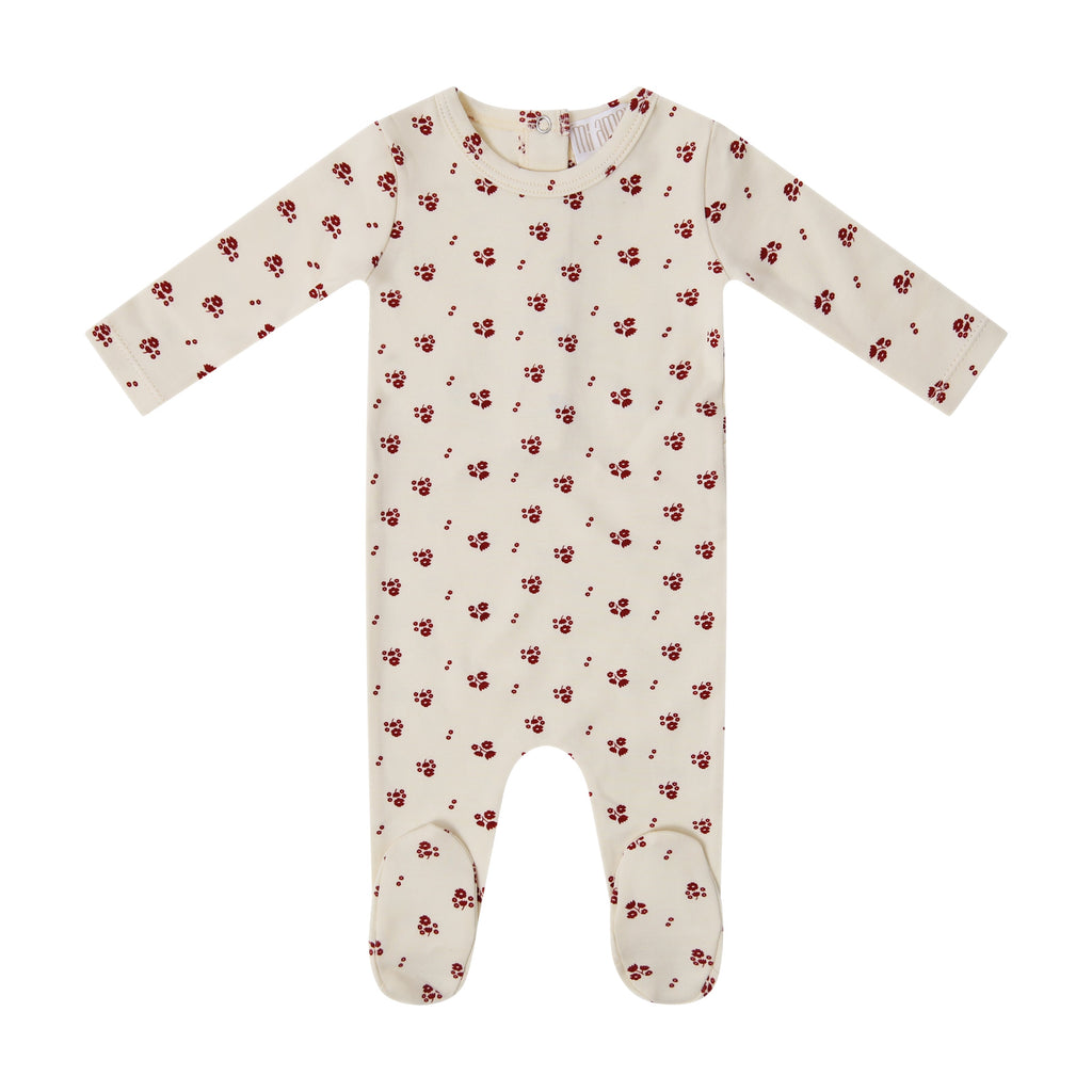 Printed Florals Footie - Red