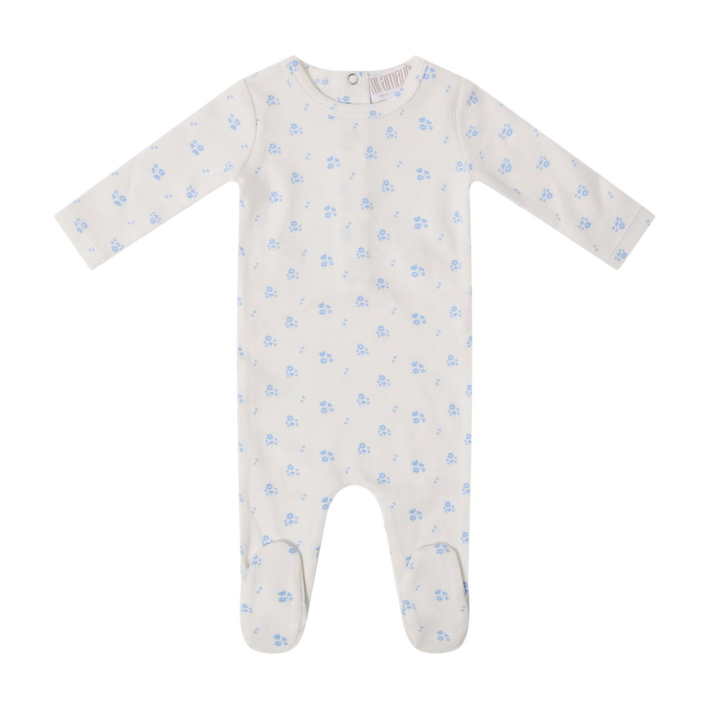 Printed Florals Footie - Blue