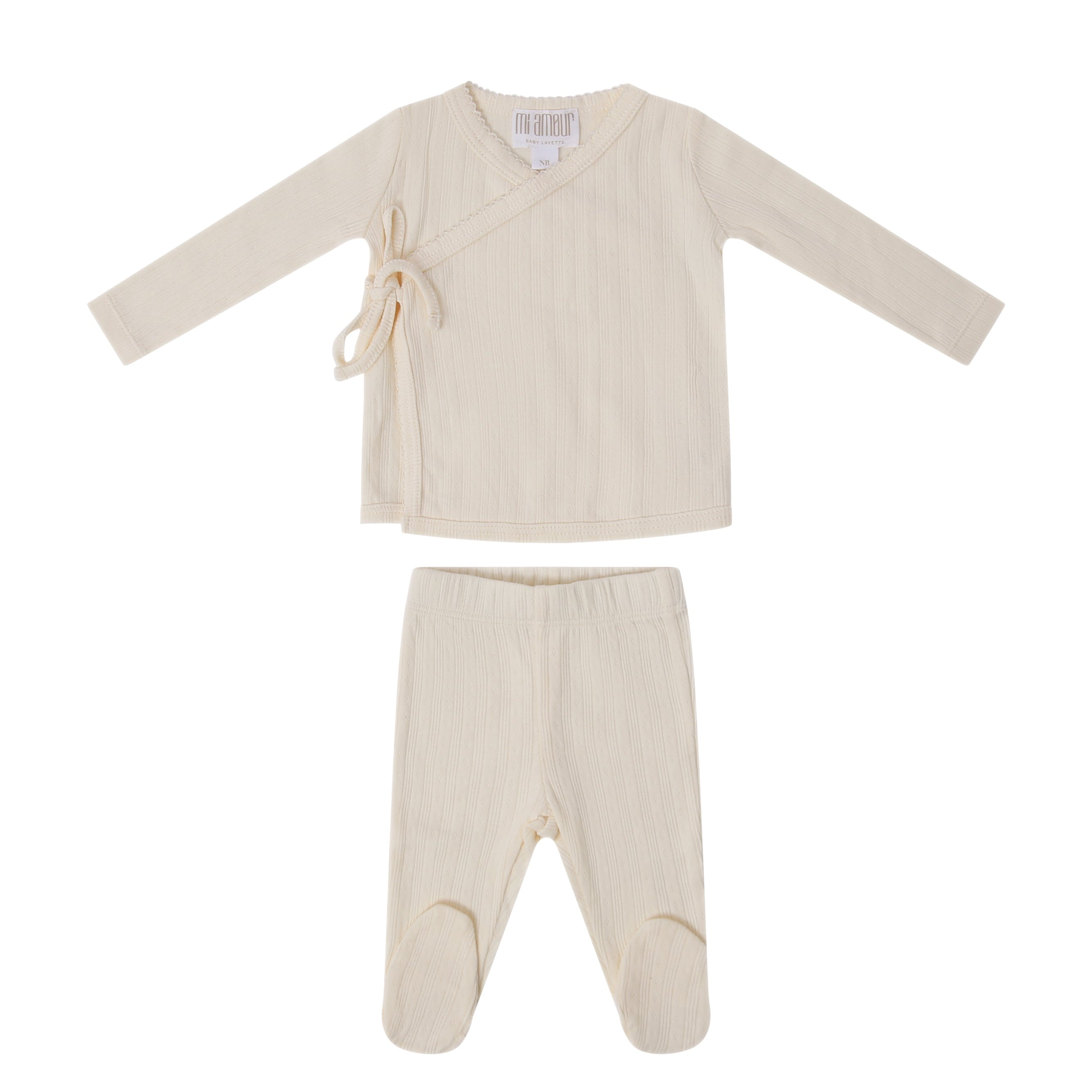 Pointelle Wrap Footie - Cream