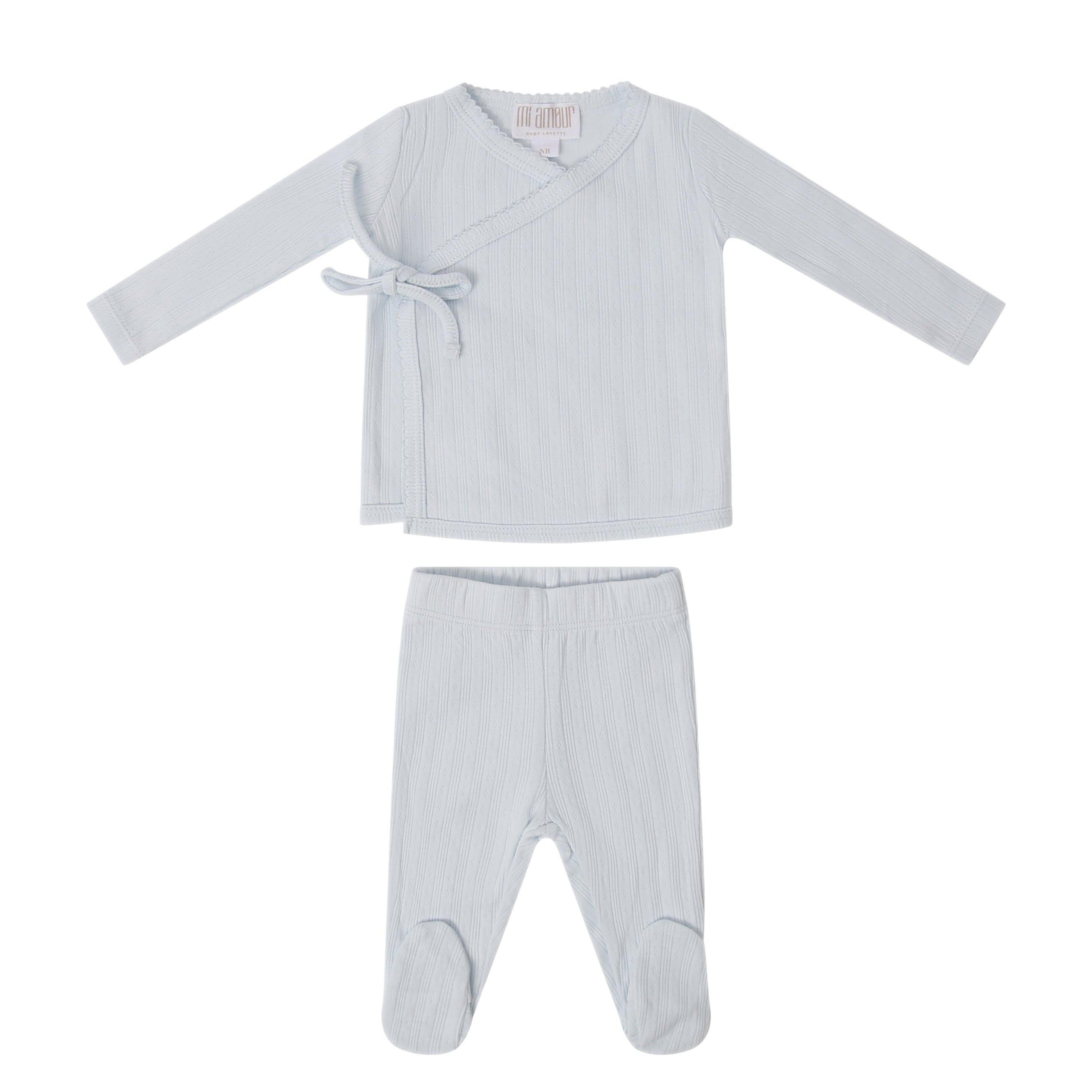 Pointelle Wrap Footie - Blue