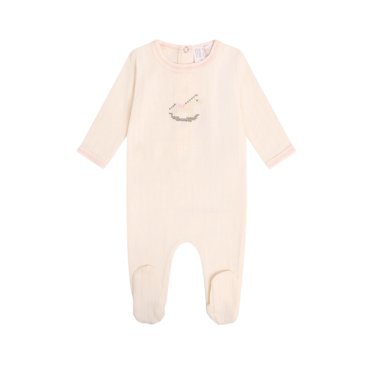 Rock-a-Bye Pointelle Footie - Cream/Pink