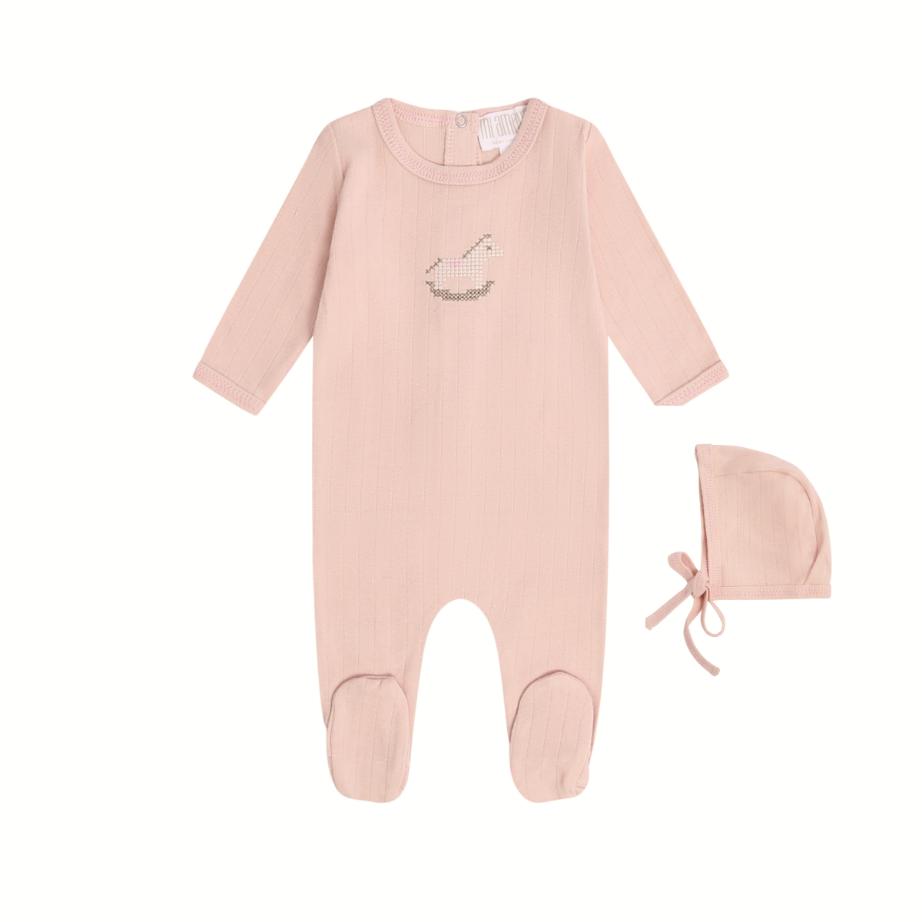 Rock-a-Bye Pointelle Footie + Hat - Pink
