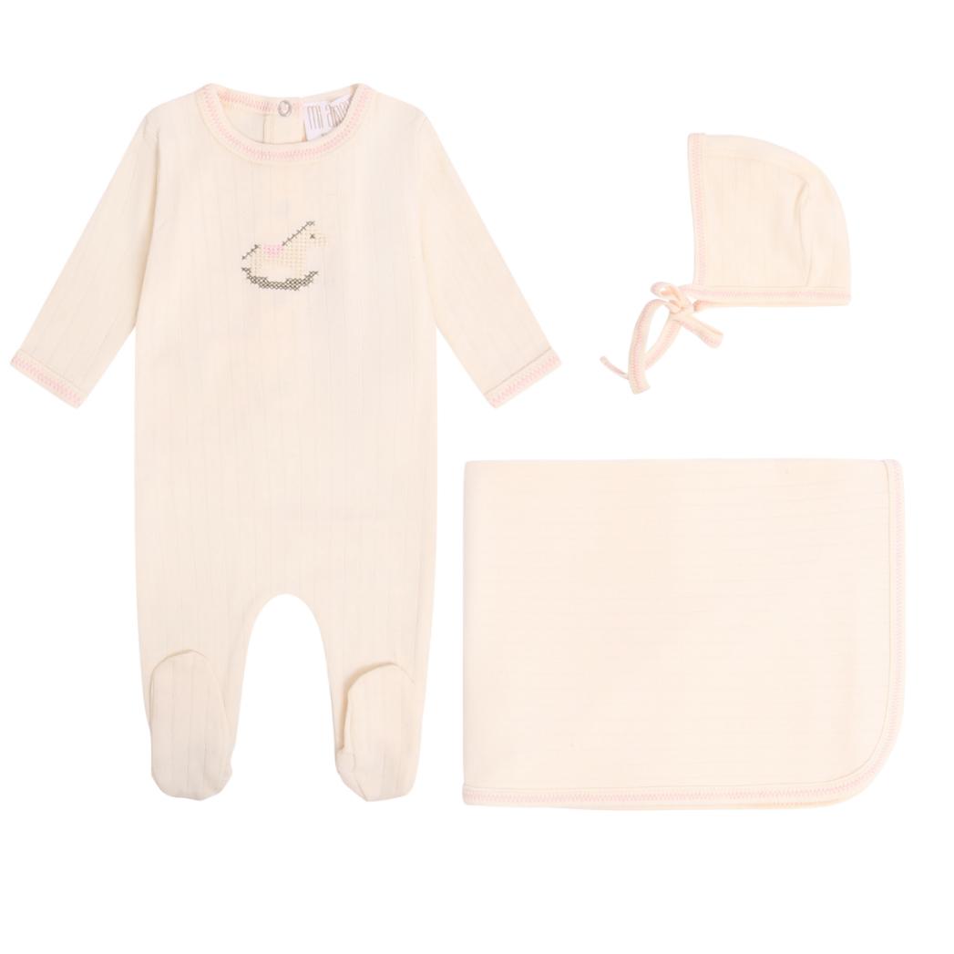 Rock-a-Bye Pointelle Set - Cream/Pink