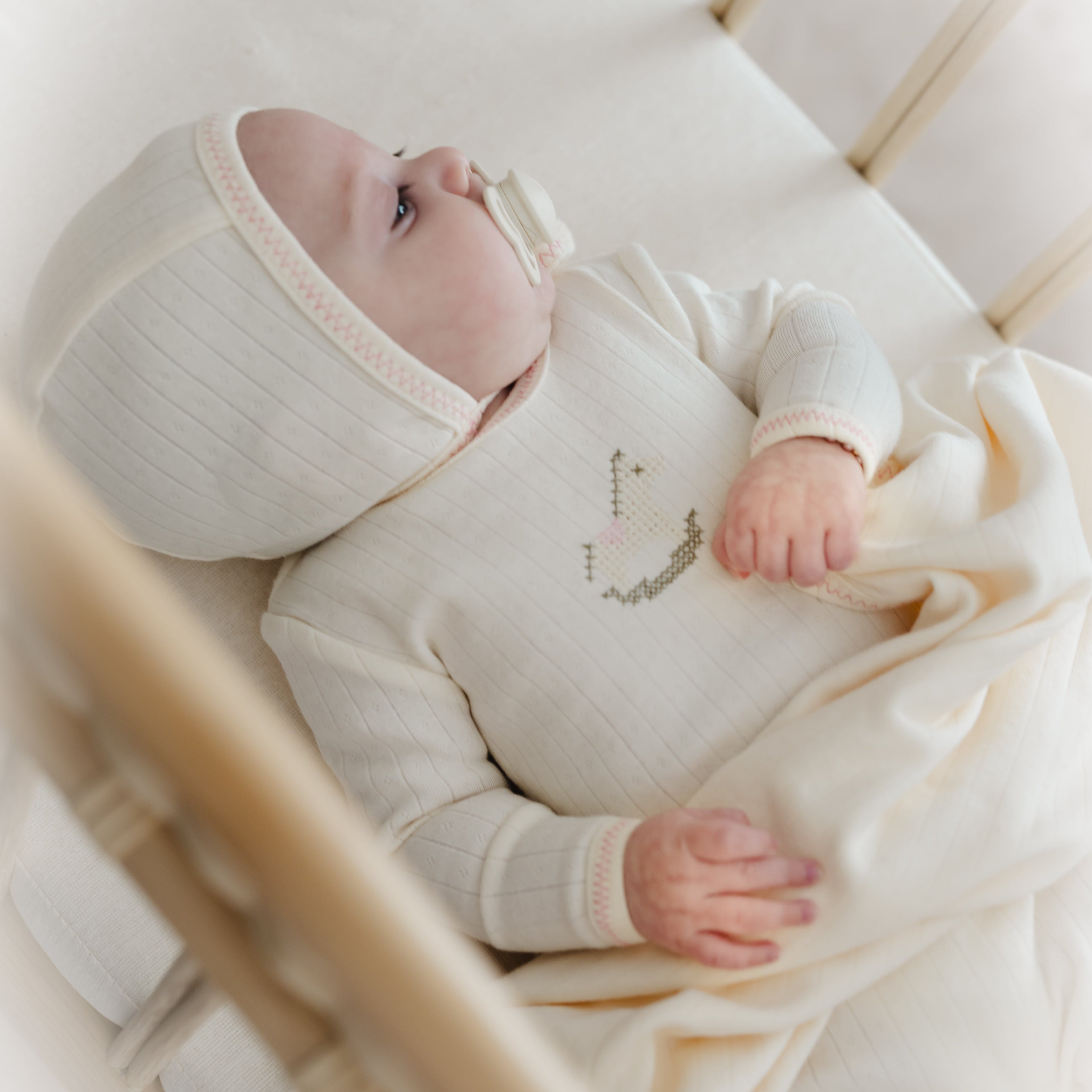 Rock-a-Bye Pointelle Set - Cream/Pink
