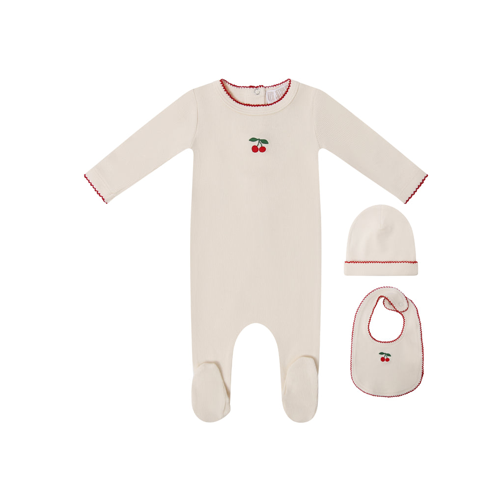 Mon chéri Footie + Hat - Cherry
