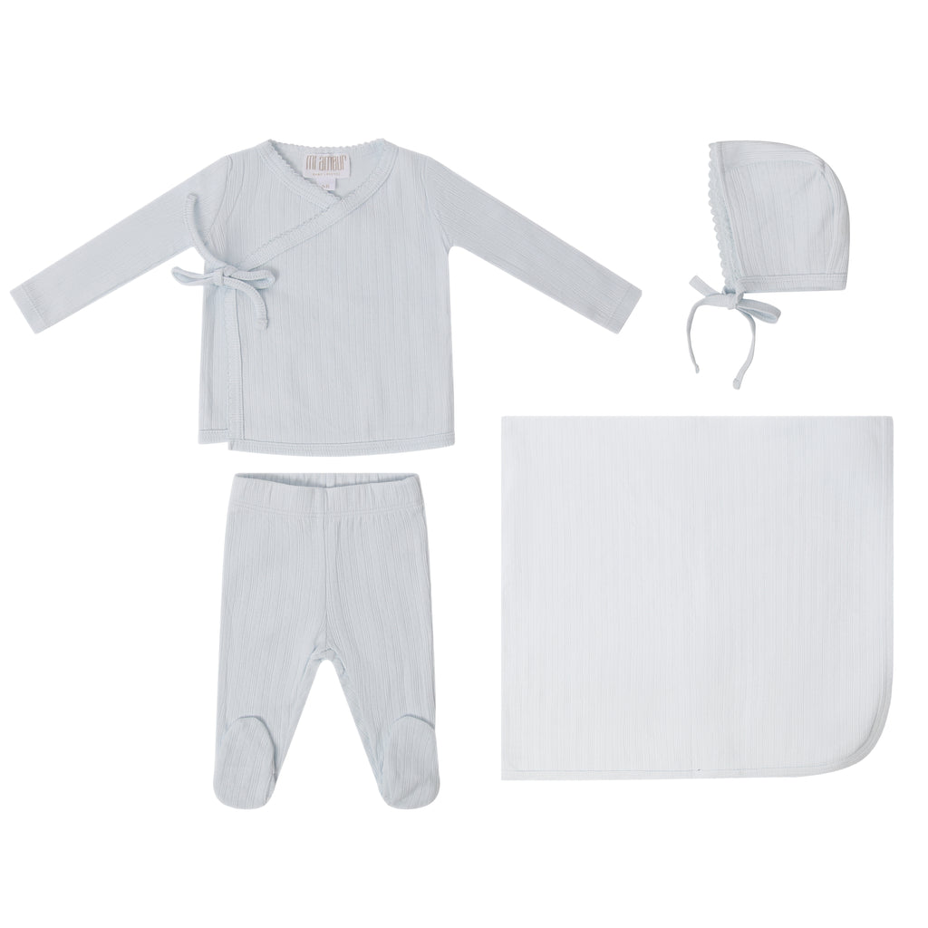 Pointelle Wrap Set - Blue