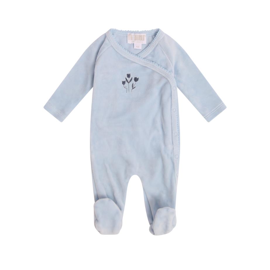 Simply Sweet Tulip Velour Footie - Blue