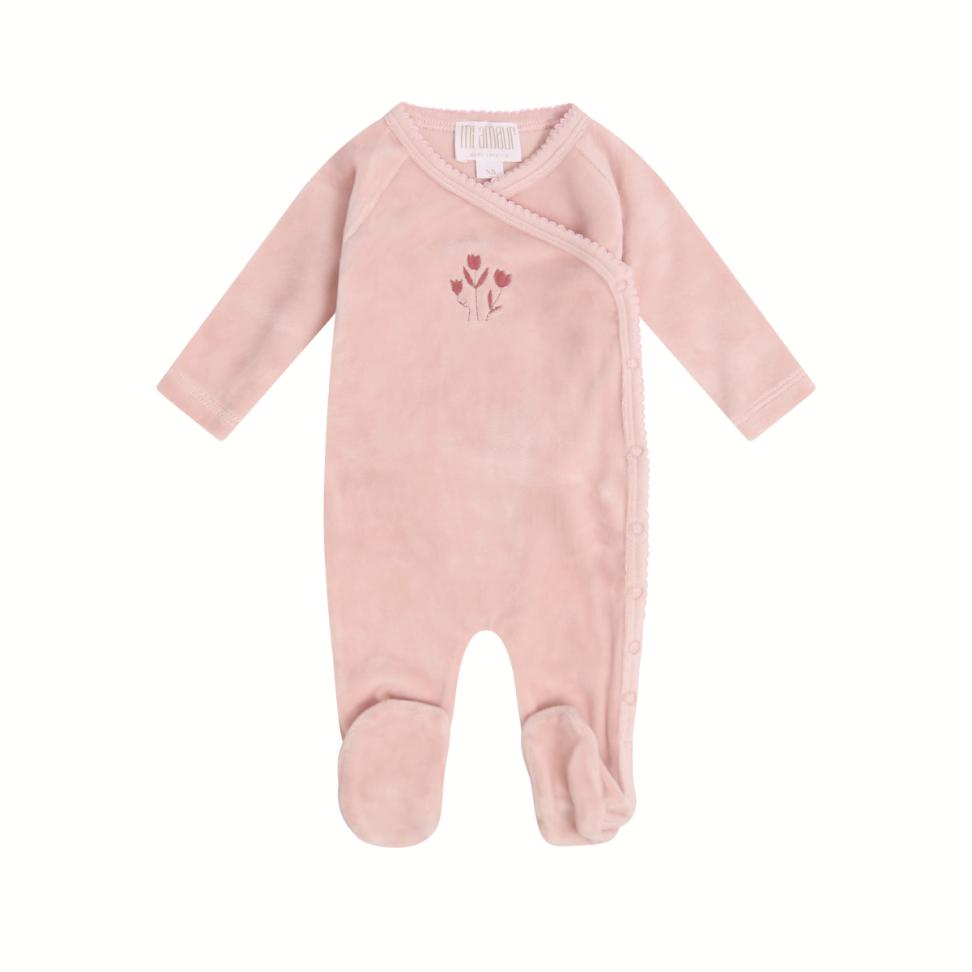 Simply Sweet Tulip Velour Footie - Pink