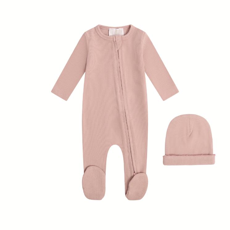 Sweet Dreams Pajamas Footie + Hat - Pink